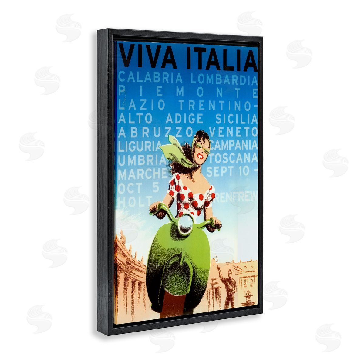 Vintage Italy Travel Ad Black Floating Frame Canvas Wall Art, Home Decor by Marcus Jules