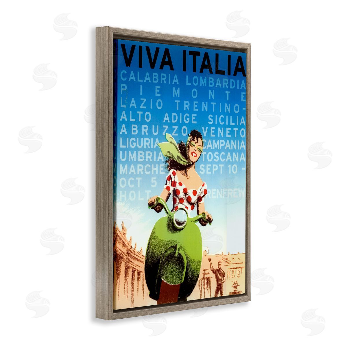 Vintage Italy Travel Ad Brown Floating Frame Canvas Wall Art, Home Decor by Marcus Jules