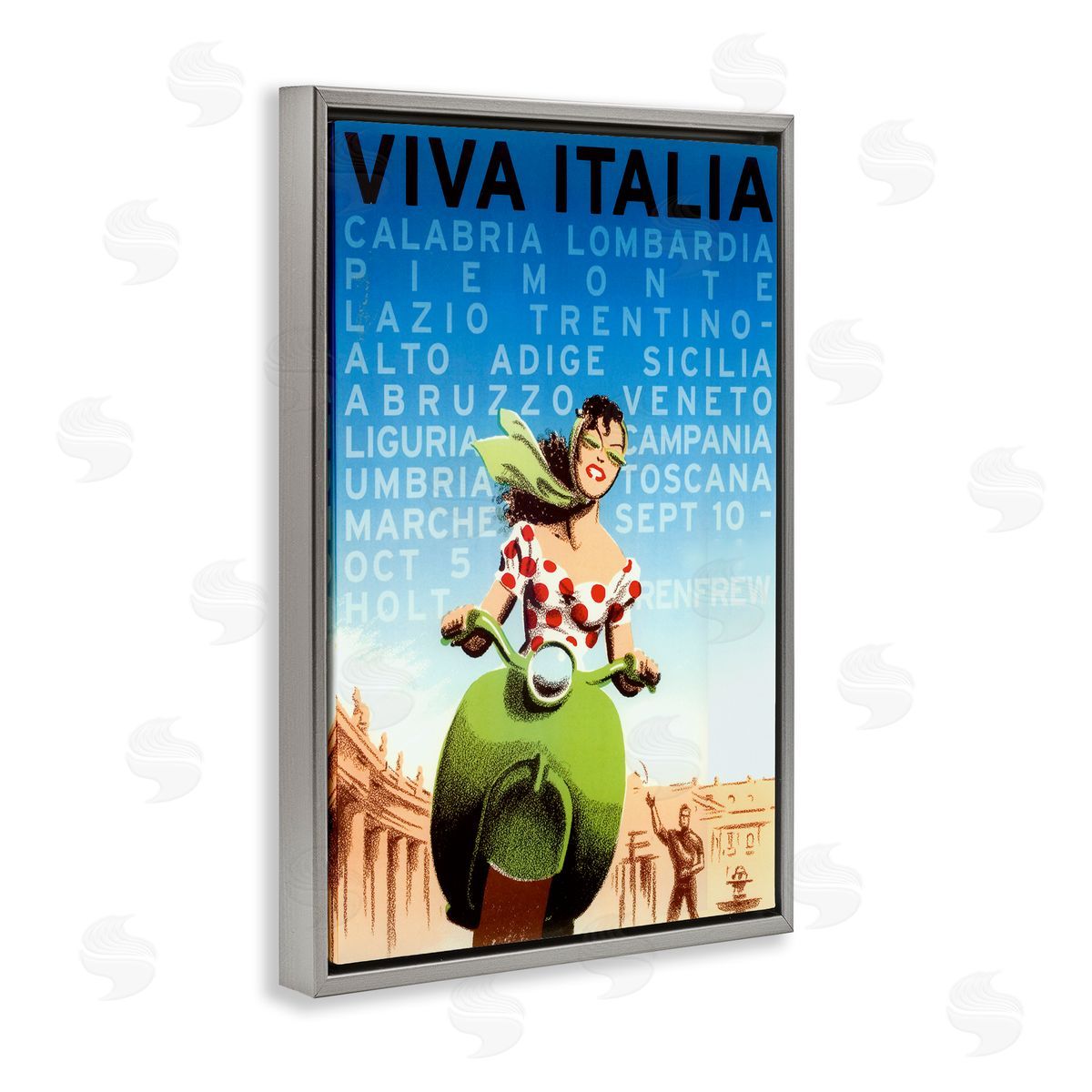Vintage Italy Travel Ad Grey Floating Frame Canvas Wall Art, Home Decor by Marcus Jules