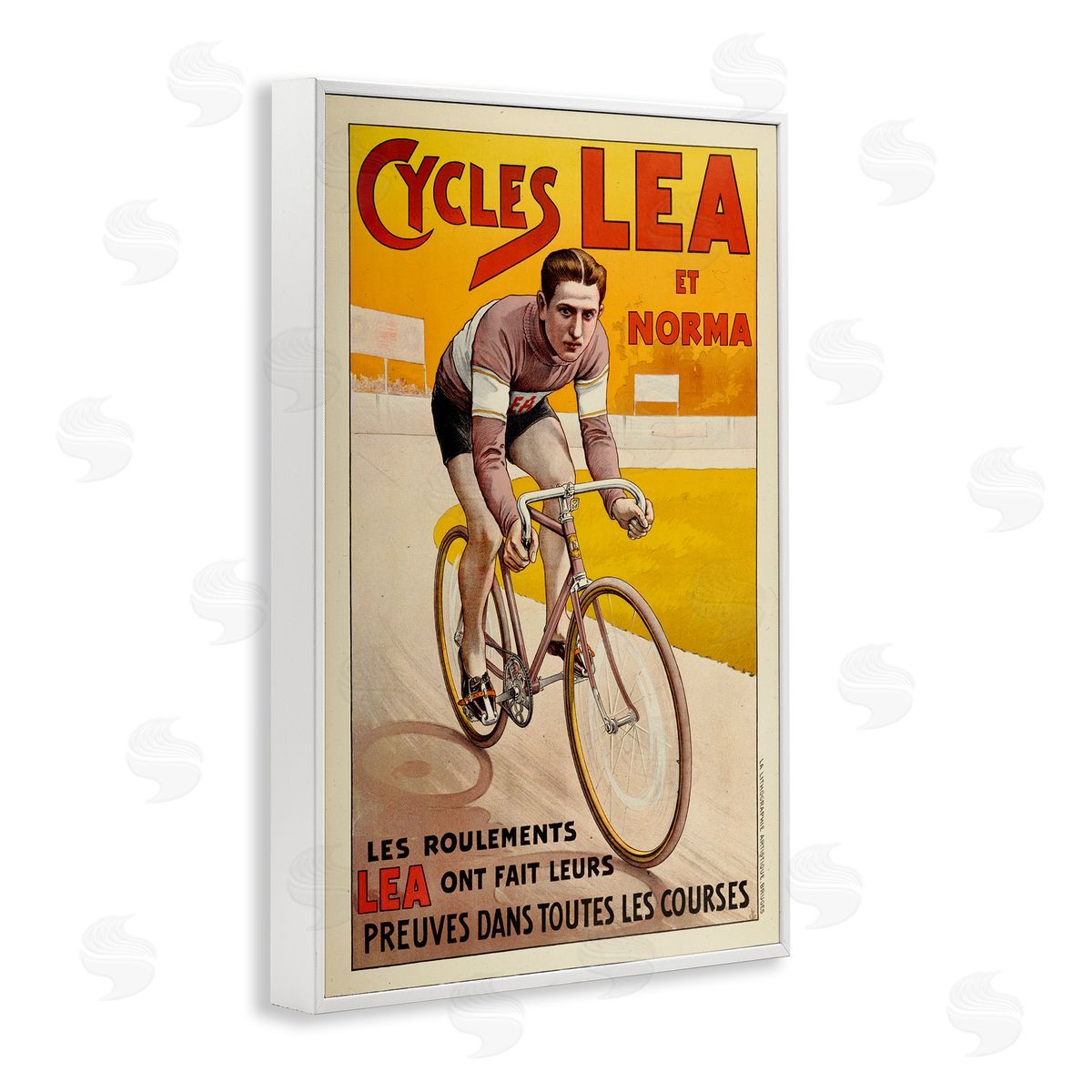 Yellow Antique Cycling Poster White Frame Print Wall Art, Home Decor by Marcus Jules