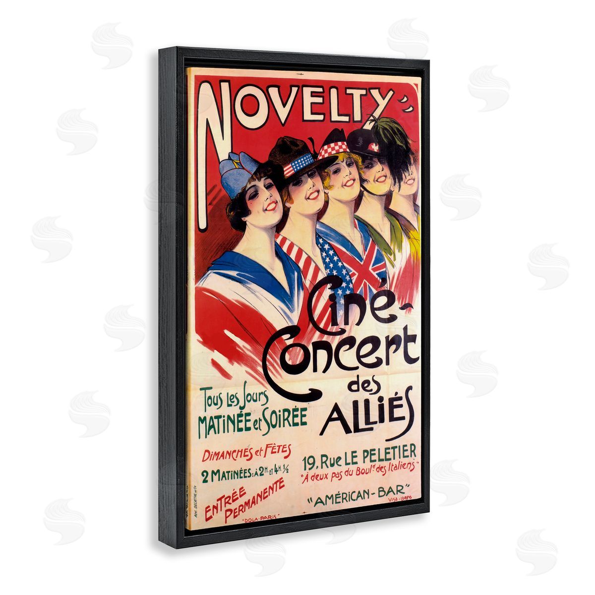 Vintage Novelty Concert Black Floating Frame Canvas Wall Art, Home Decor by Marcus Jules
