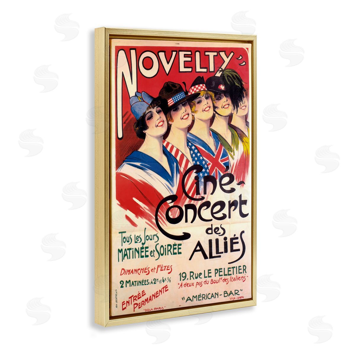 Vintage Novelty Concert Gold Floating Frame Canvas Wall Art, Home Decor by Marcus Jules