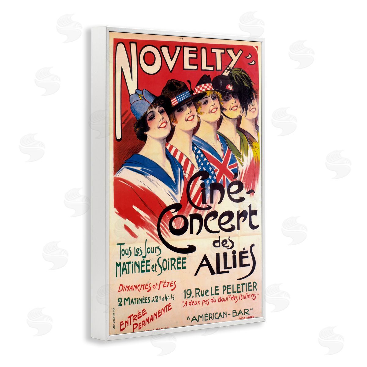 Vintage Novelty Concert White Frame Print Wall Art, Home Decor by Marcus Jules