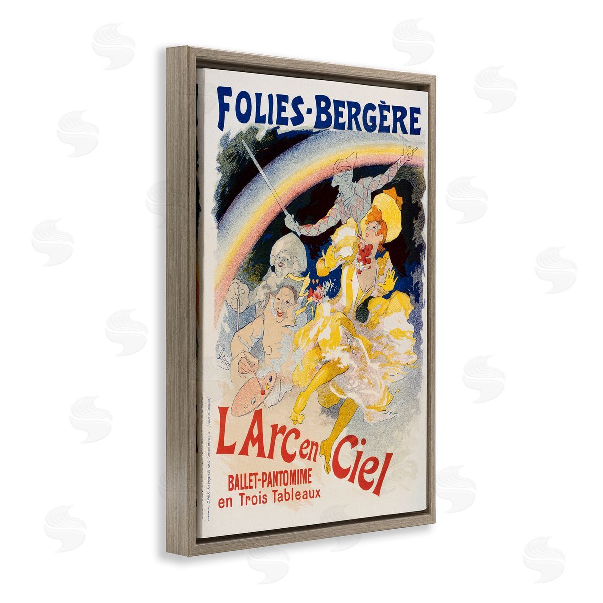 Vintage Ballet Entertainment Ad Brown Floating Frame Canvas Wall Art, Home Decor by Marcus Jules