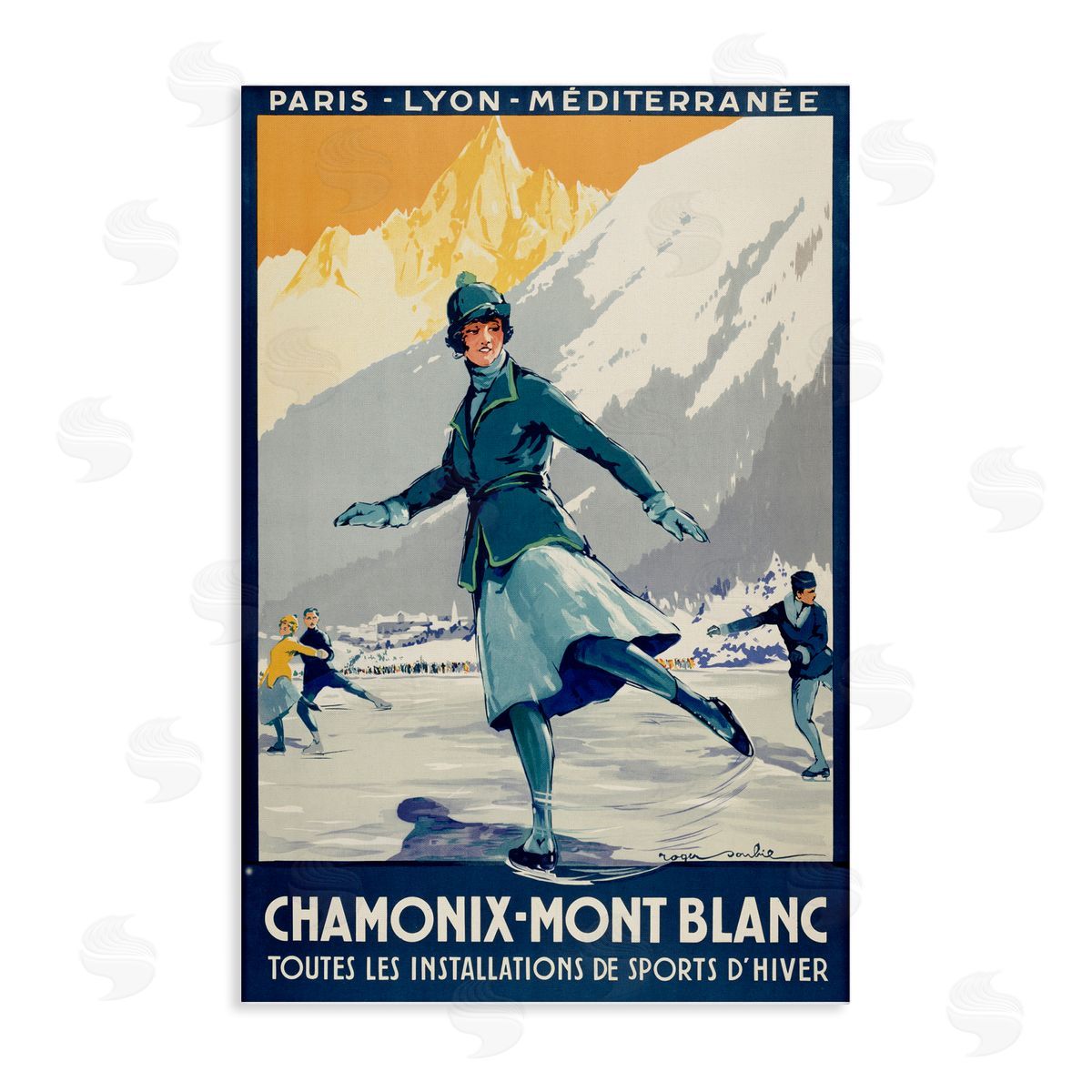 Vintage Ice Skating Advertisement Canvas Wall Art, Home Decor by Marcus Jules