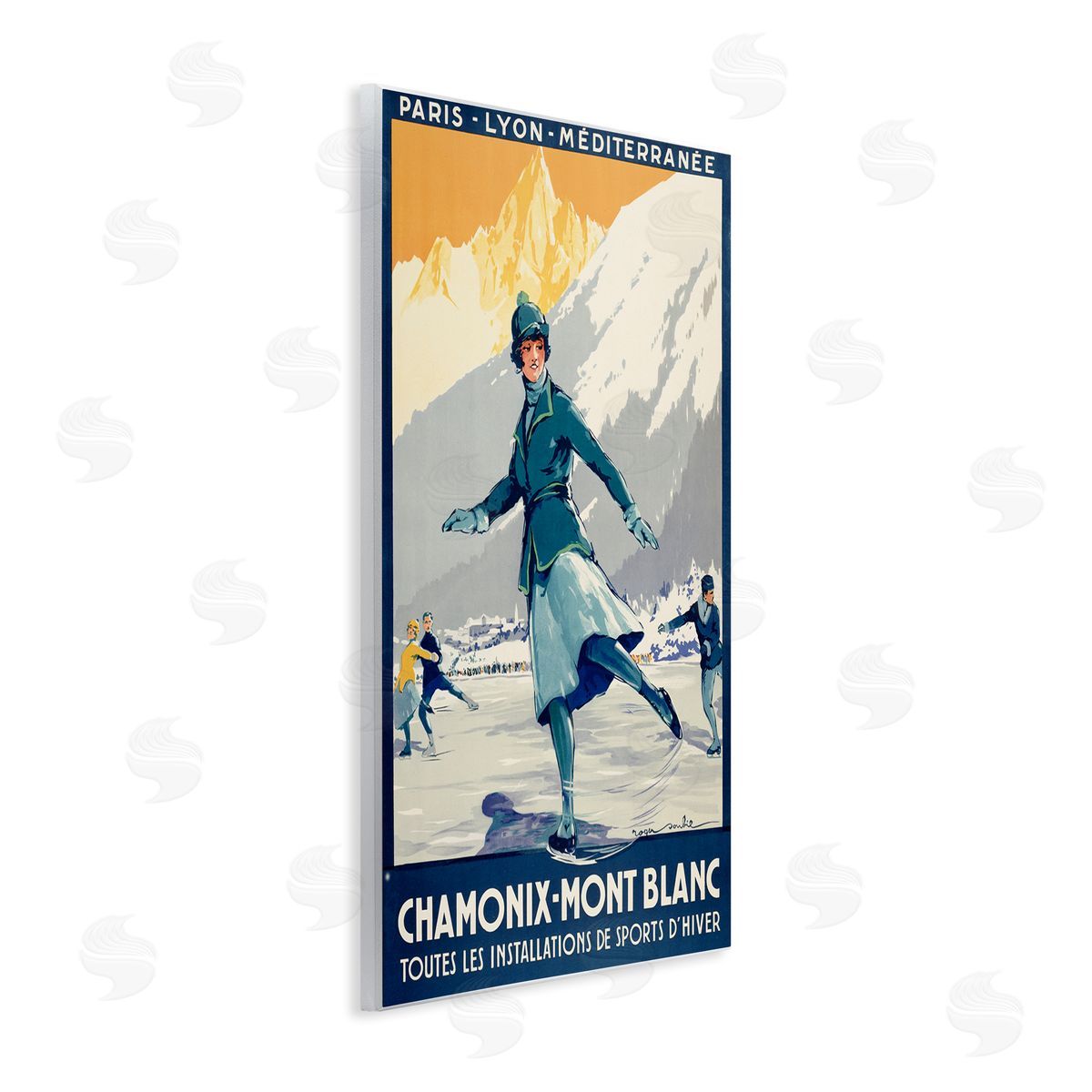 Vintage Ice Skating Advertisement Wood Plaque Wall Art, Home Decor by Marcus Jules