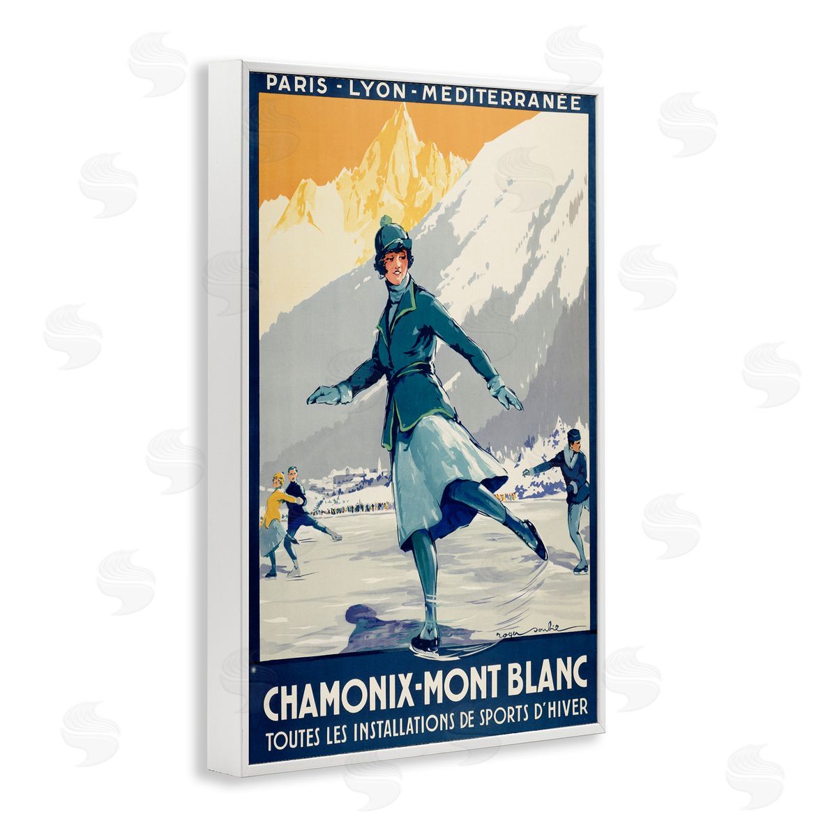 Vintage Ice Skating Advertisement White Frame Print Wall Art, Home Decor by Marcus Jules