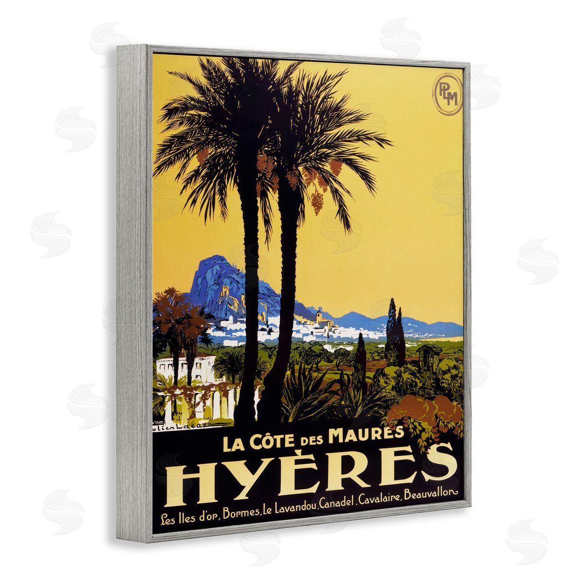Vintage Tropical Travel Ad Grey Frame Print Wall Art, Home Decor by Marcus Jules