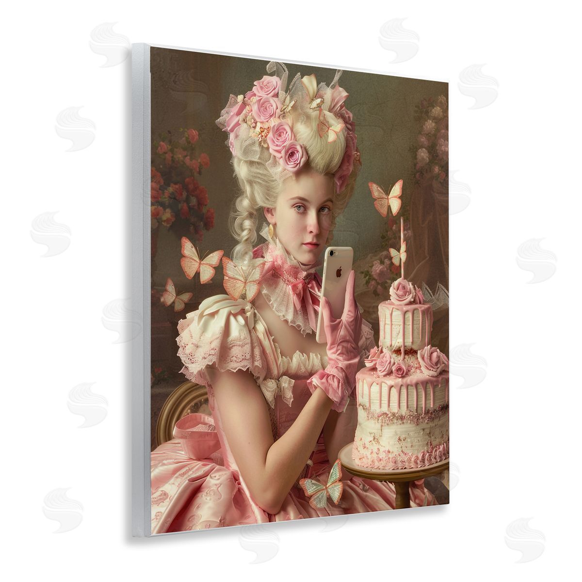 Vintage Lady with Cellphone Wood Plaque Wall Art, Home Decor by Michael McKinney