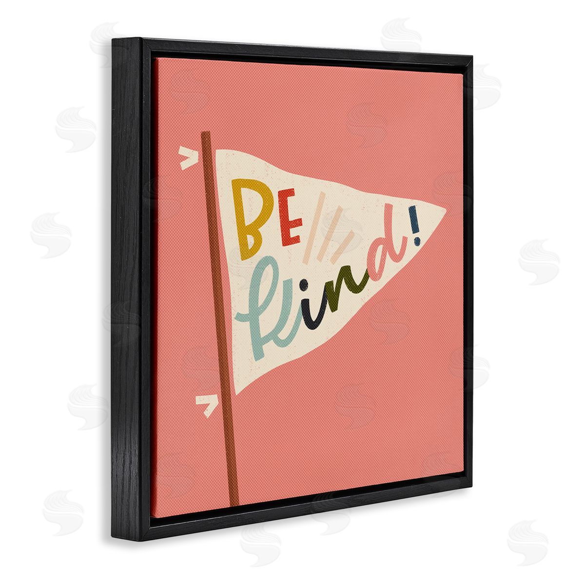 Be Kind Phrase on Flag Black Floating Frame Canvas Wall Art, Home Decor by Sarah Hickman