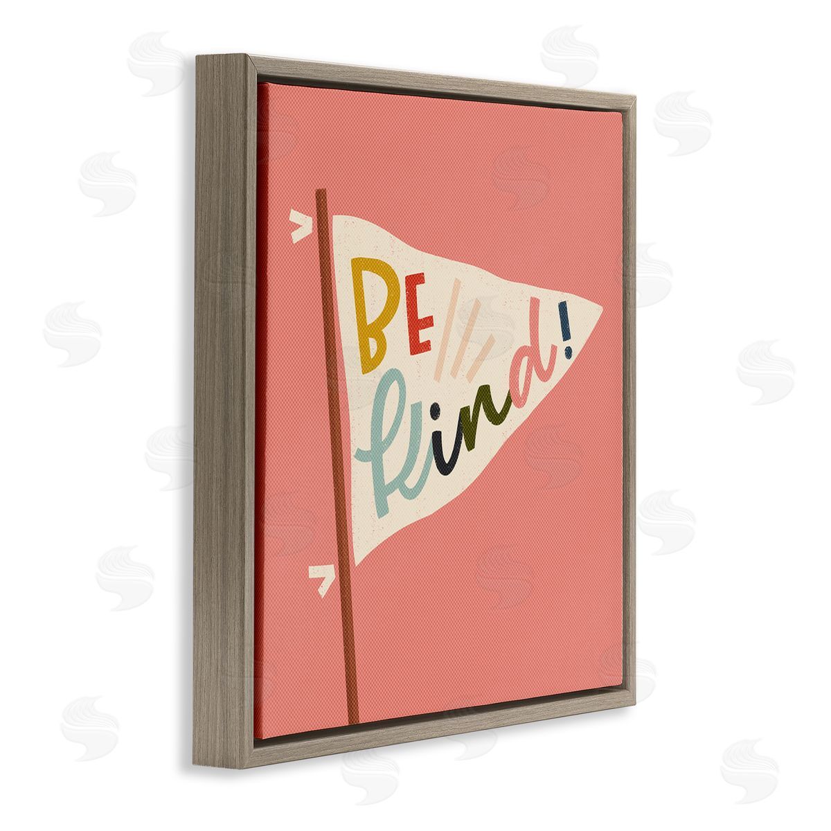 Be Kind Phrase on Flag Brown Floating Frame Canvas Wall Art, Home Decor by Sarah Hickman