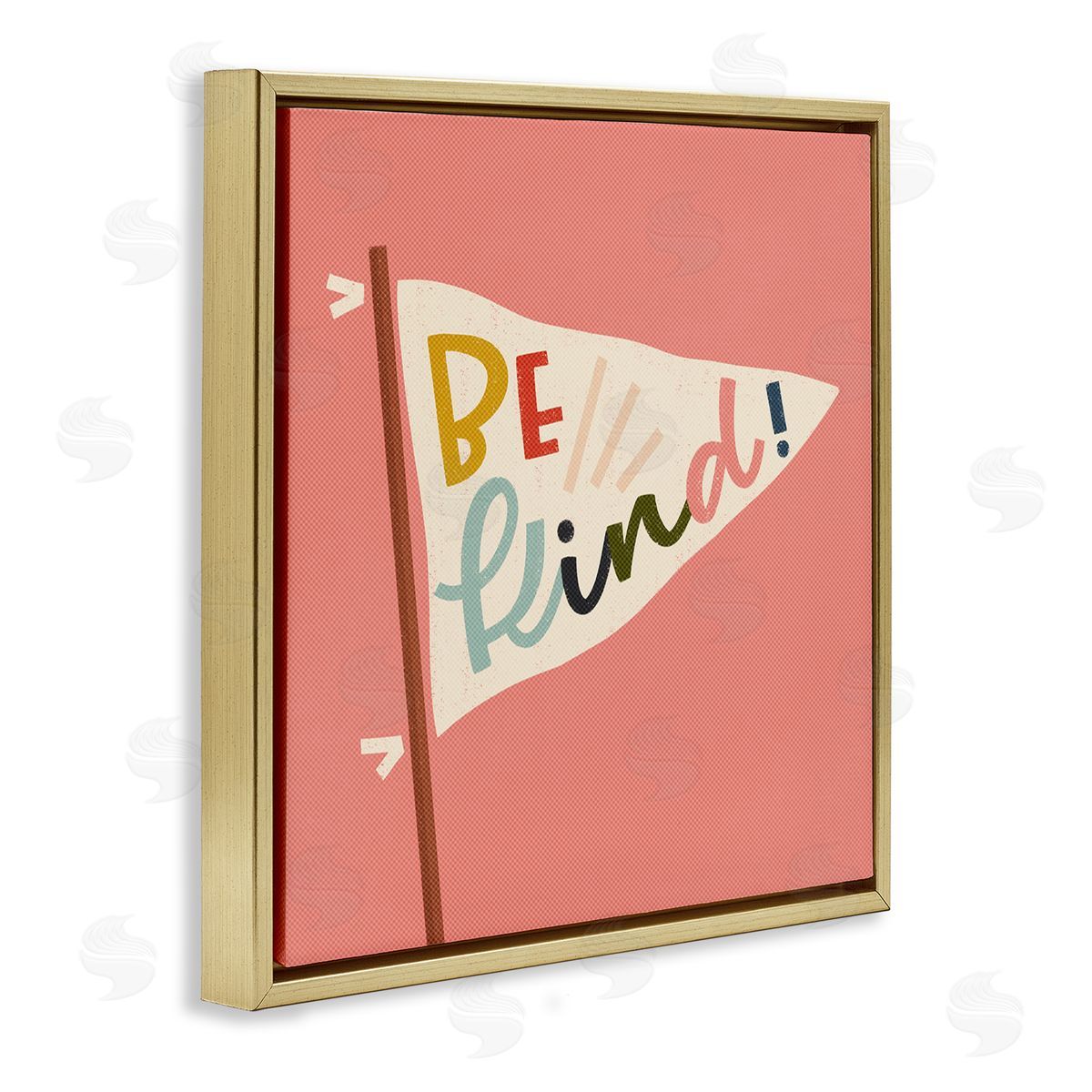 Be Kind Phrase on Flag Gold Floating Frame Canvas Wall Art, Home Decor by Sarah Hickman