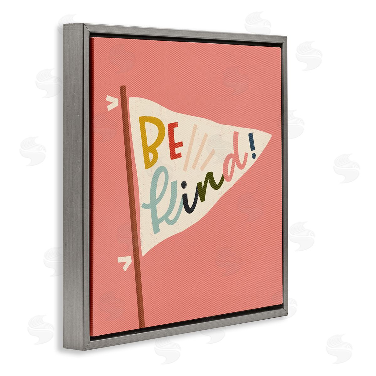 Be Kind Phrase on Flag Grey Floating Frame Canvas Wall Art, Home Decor by Sarah Hickman
