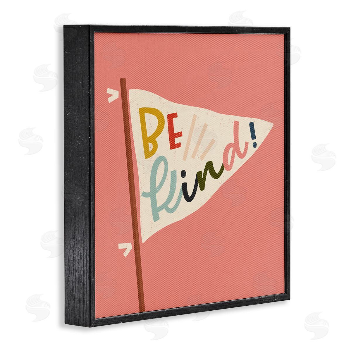 Be Kind Phrase on Flag Black Frame Print Wall Art, Home Decor by Sarah Hickman