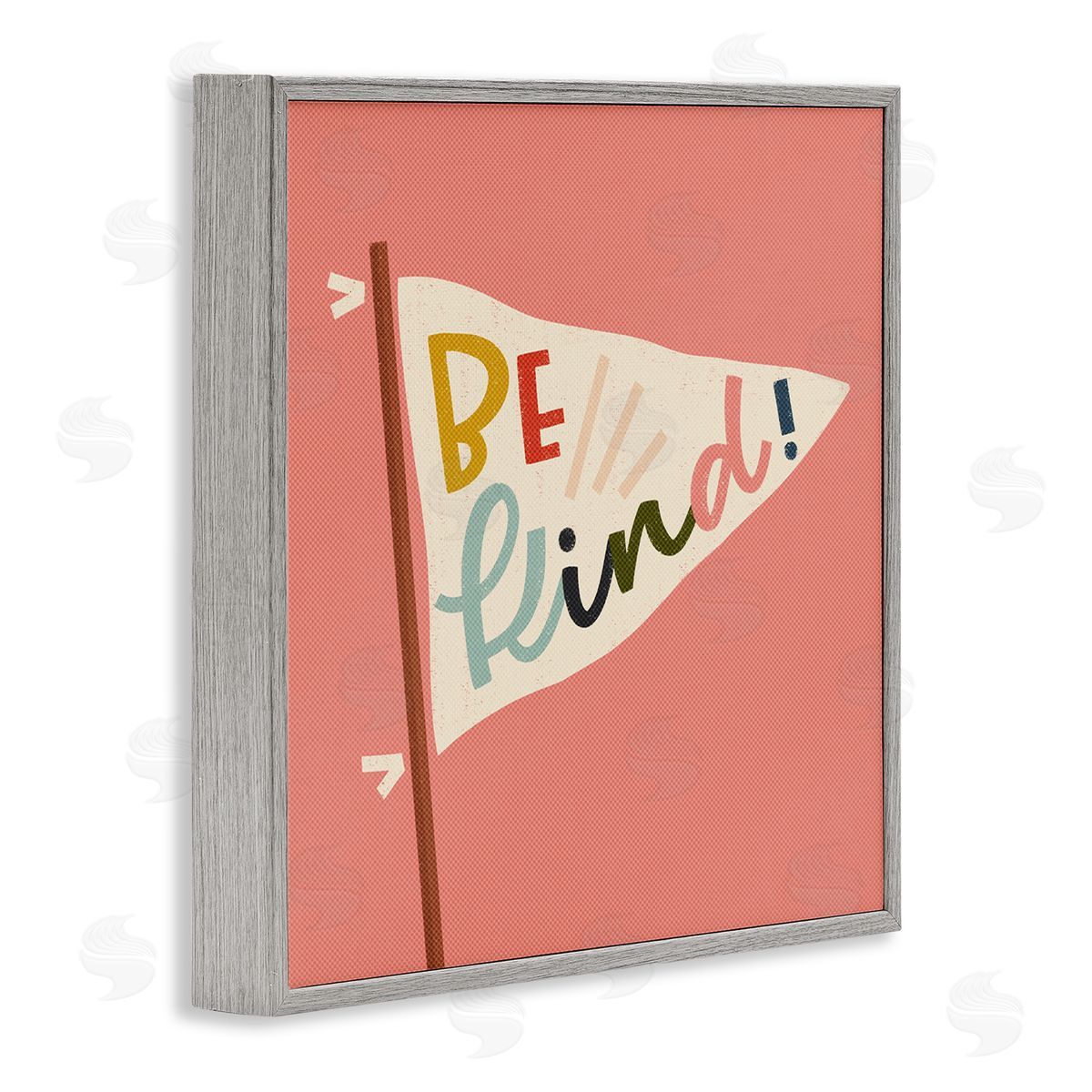 Be Kind Phrase on Flag Grey Frame Print Wall Art, Home Decor by Sarah Hickman