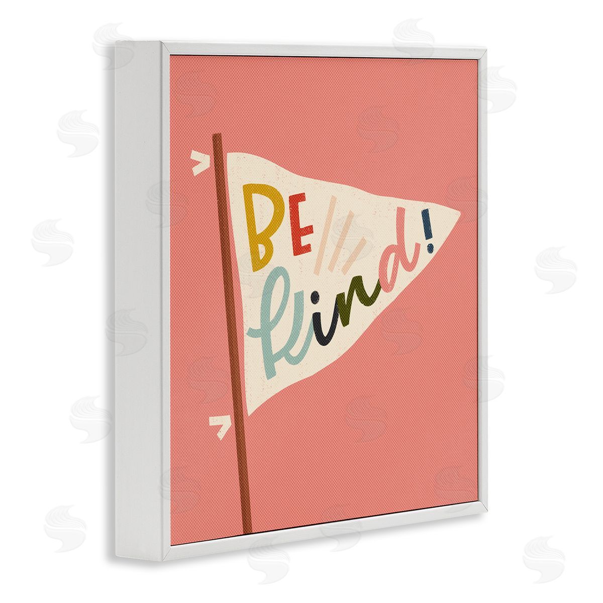 Be Kind Phrase on Flag White Frame Print Wall Art, Home Decor by Sarah Hickman