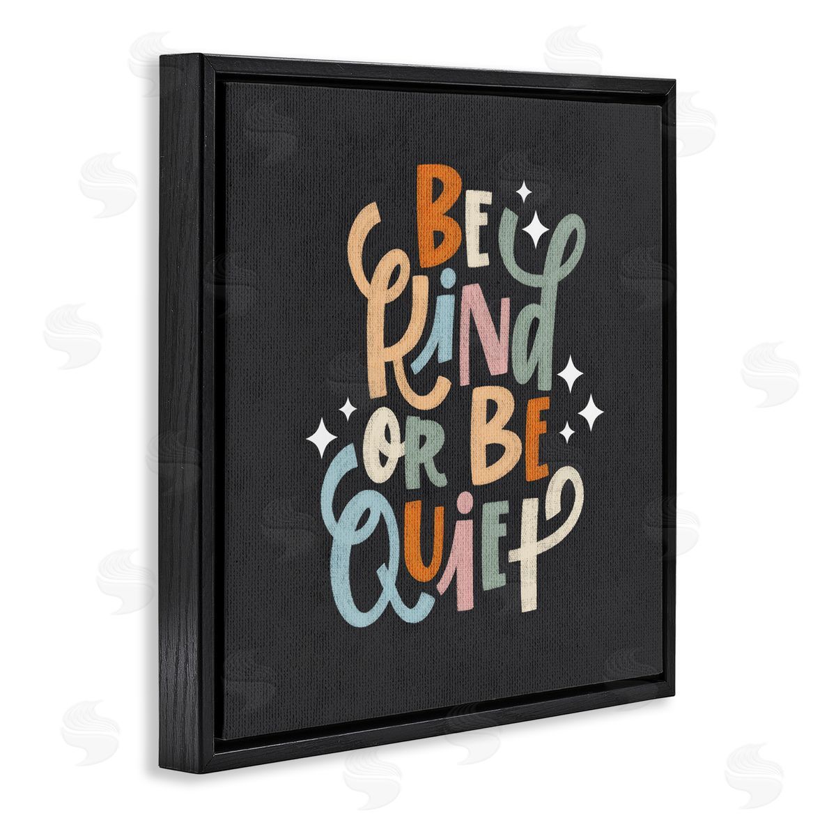 Be Kind Or Quiet Black Floating Frame Canvas Wall Art, Home Decor by Sarah Hickman
