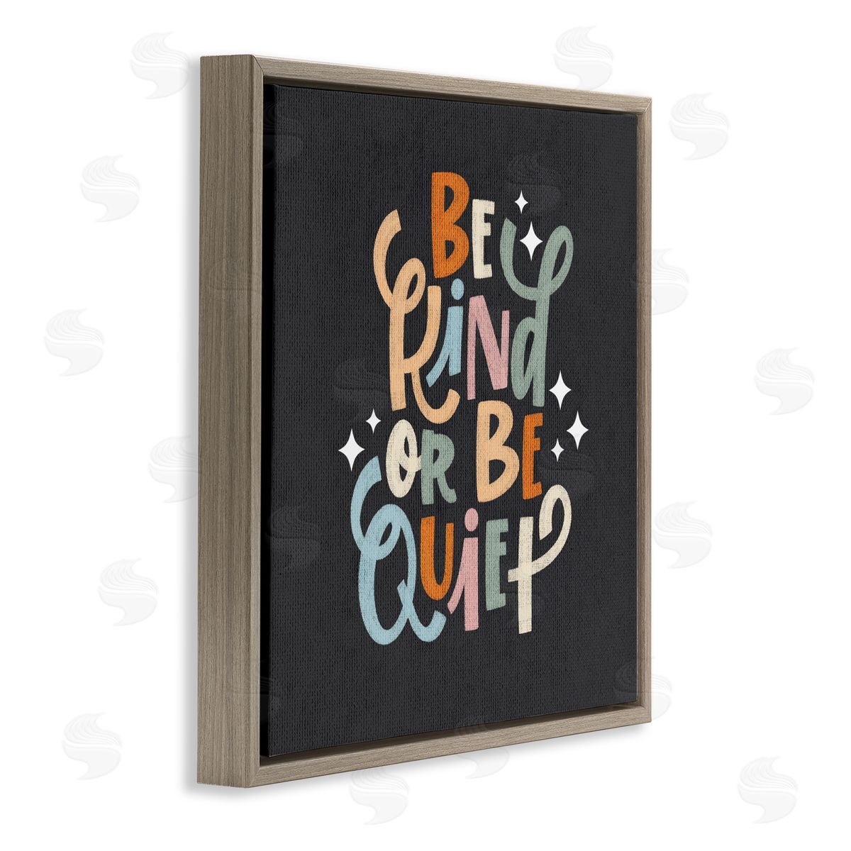 Be Kind Or Quiet Brown Floating Frame Canvas Wall Art, Home Decor by Sarah Hickman