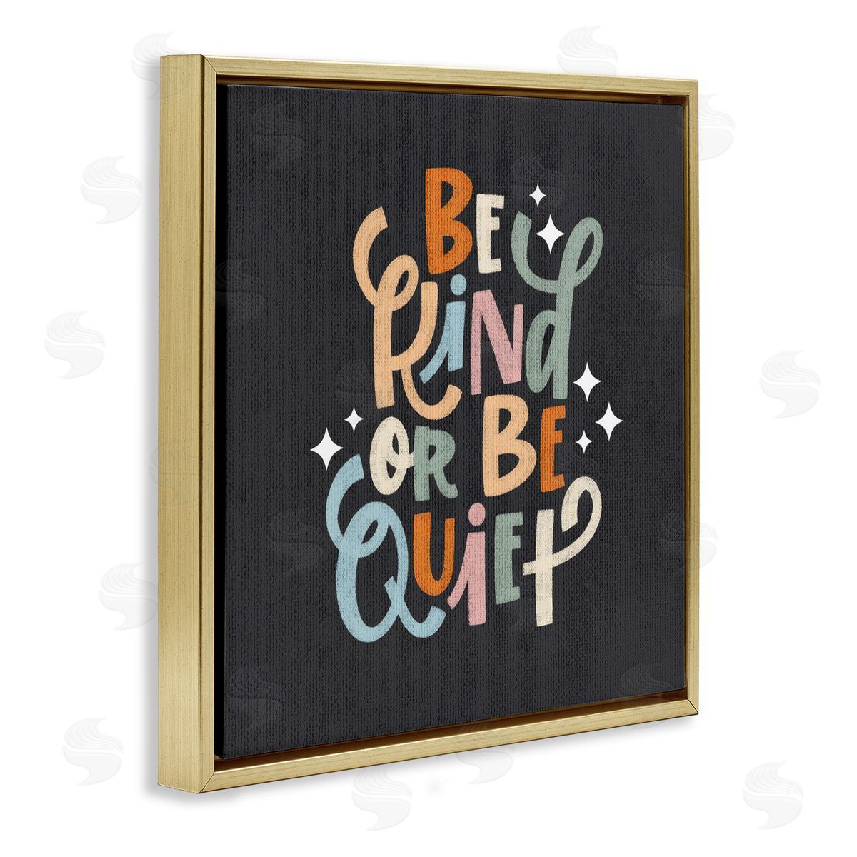 Be Kind Or Quiet Gold Floating Frame Canvas Wall Art, Home Decor by Sarah Hickman