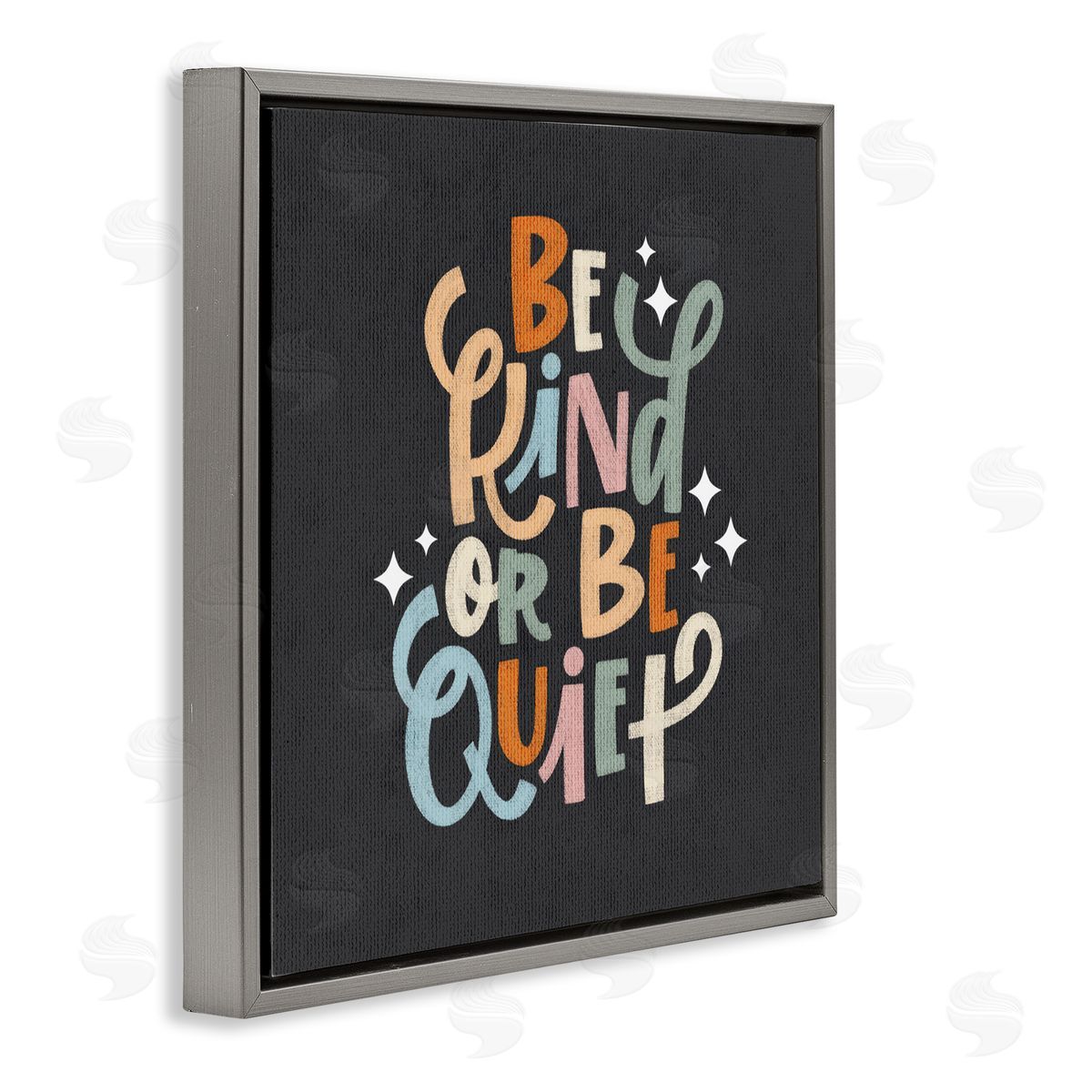 Be Kind Or Quiet Grey Floating Frame Canvas Wall Art, Home Decor by Sarah Hickman