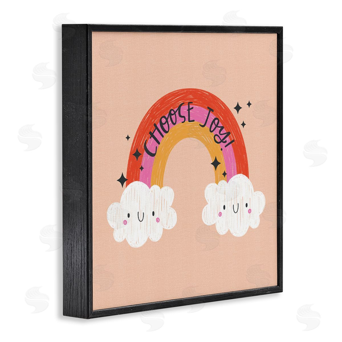 Choose Joy Happy Rainbow Black Frame Print Wall Art, Home Decor by Sarah Hickman