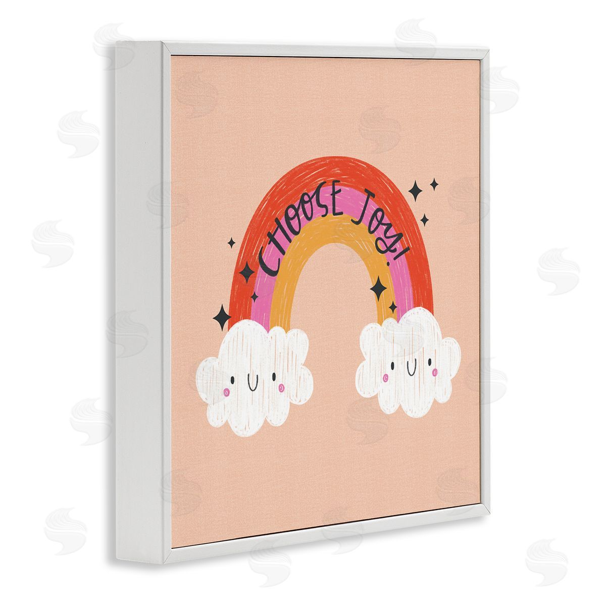 Choose Joy Happy Rainbow White Frame Print Wall Art, Home Decor by Sarah Hickman