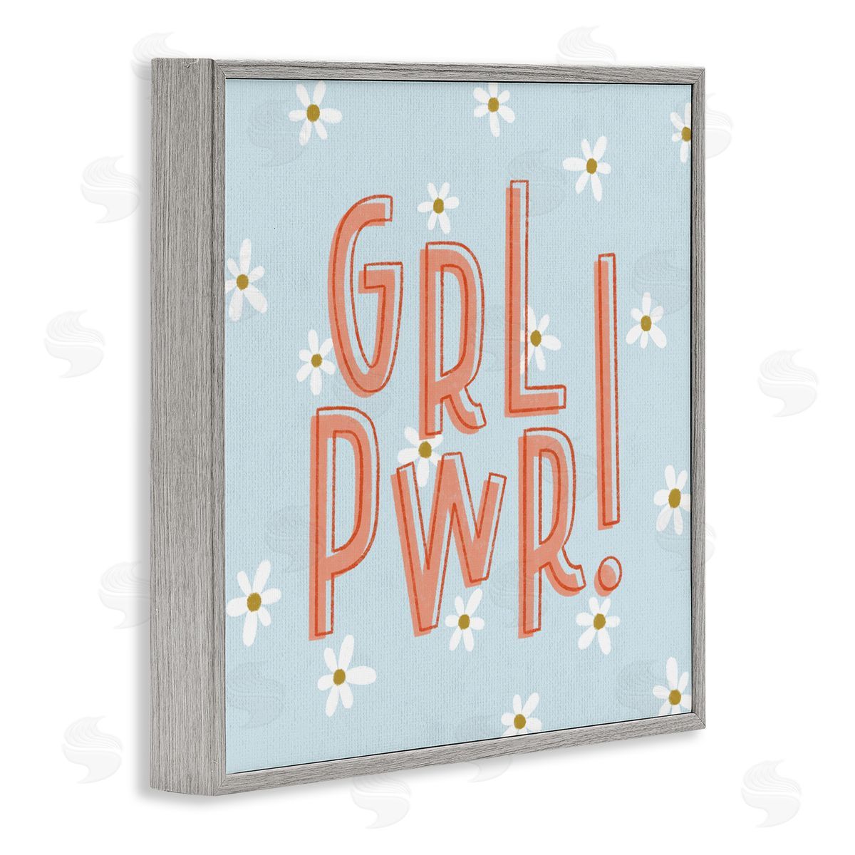Girl Power with Daisy Patterns Grey Frame Print Wall Art, Home Decor by Sarah Hickman