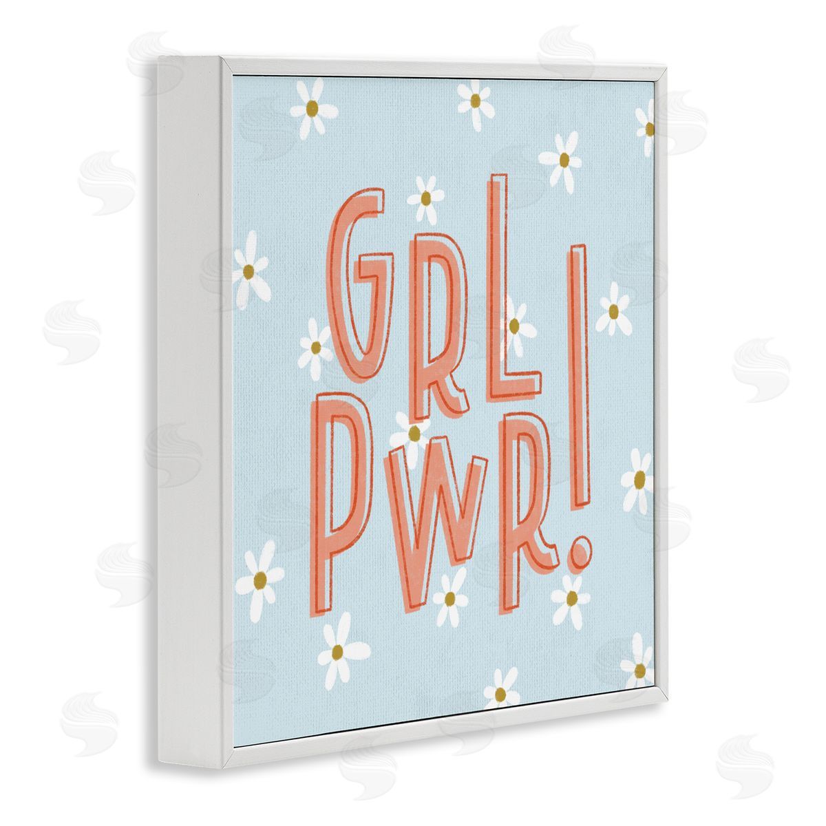 Girl Power with Daisy Patterns White Frame Print Wall Art, Home Decor by Sarah Hickman