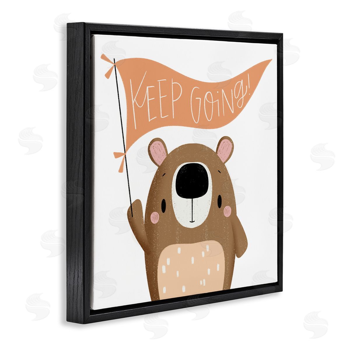 Motivational Bear Keep Going Black Floating Frame Canvas Wall Art, Home Decor by Sarah Hickman