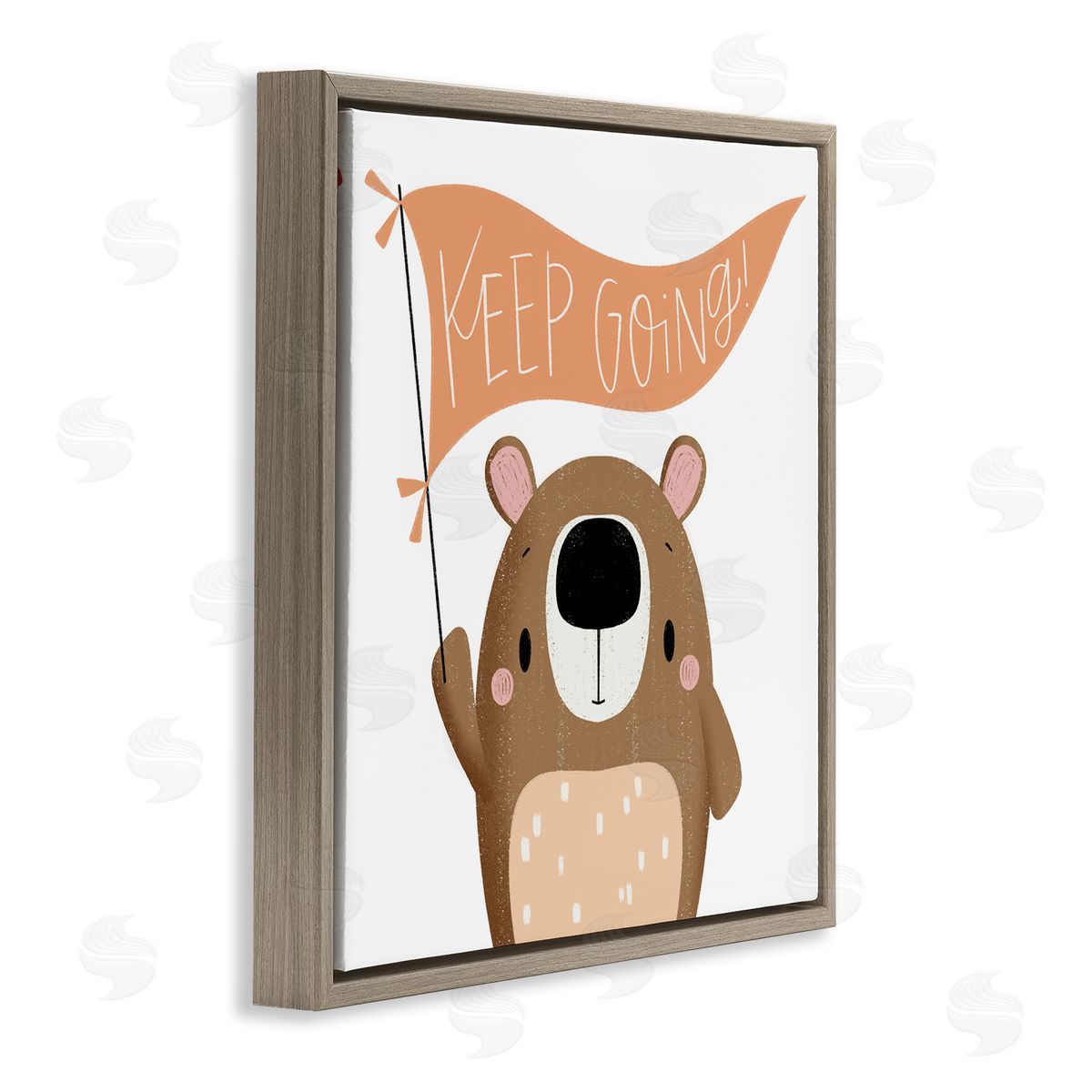 Motivational Bear Keep Going Brown Floating Frame Canvas Wall Art, Home Decor by Sarah Hickman