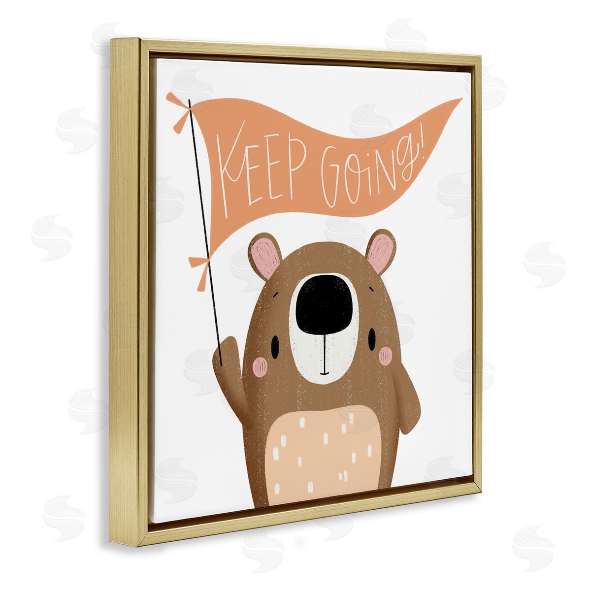 Motivational Bear Keep Going Gold Floating Frame Canvas Wall Art, Home Decor by Sarah Hickman
