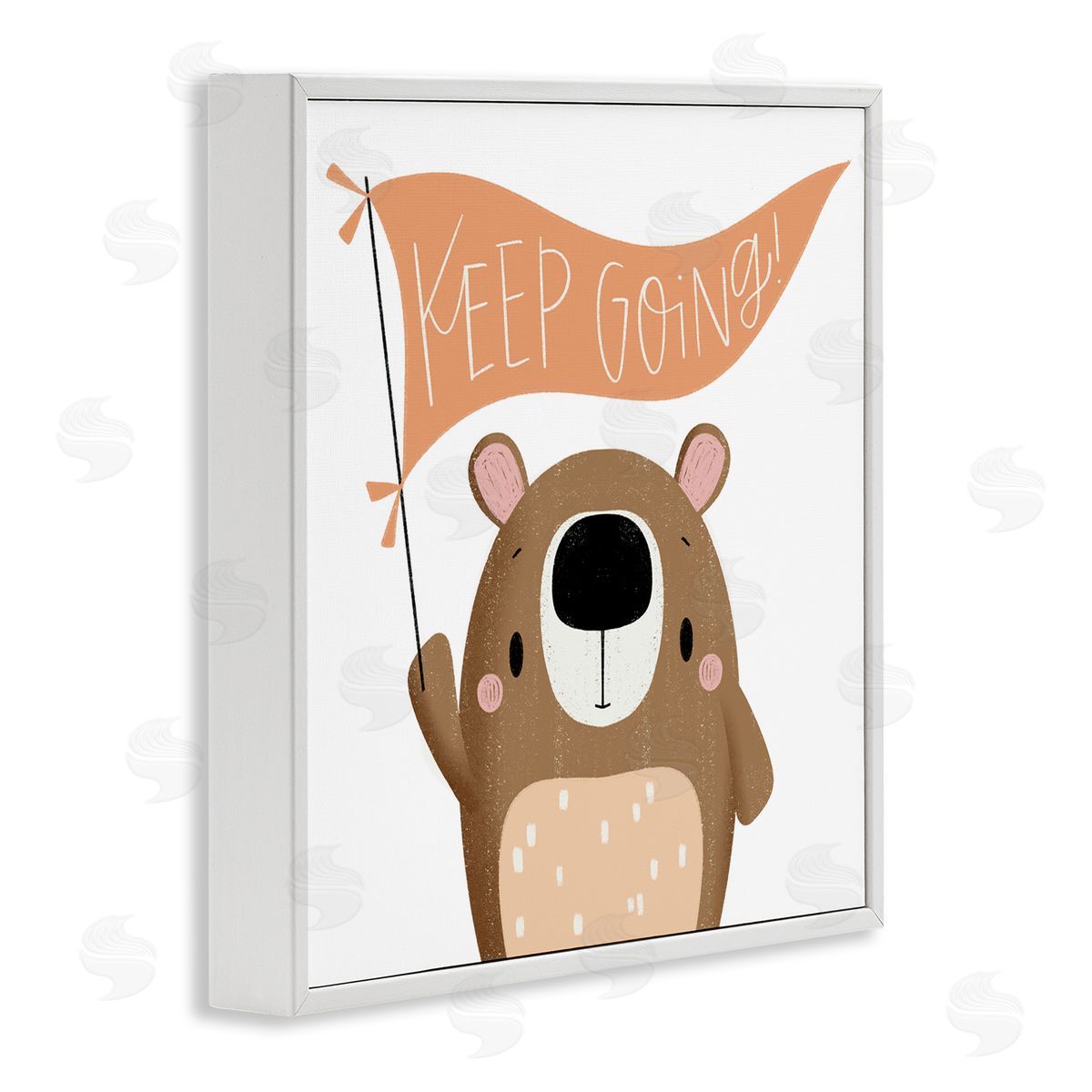Motivational Bear Keep Going White Frame Print Wall Art, Home Decor by Sarah Hickman