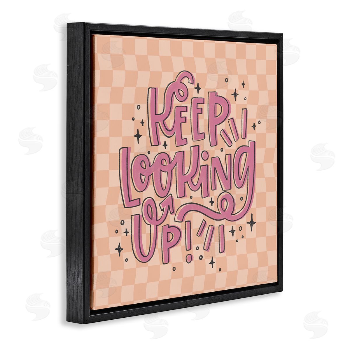 Keep Looking Up on Checkered Black Floating Frame Canvas Wall Art, Home Decor by Sarah Hickman