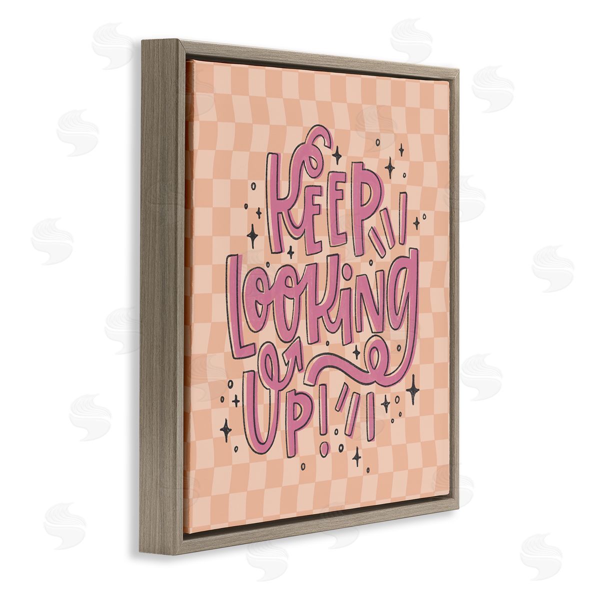 Keep Looking Up on Checkered Brown Floating Frame Canvas Wall Art, Home Decor by Sarah Hickman