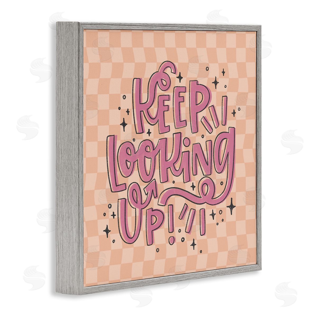 Keep Looking Up on Checkered Grey Frame Print Wall Art, Home Decor by Sarah Hickman