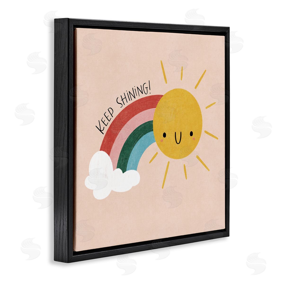 Keep Shining Inspirational Rainbow Black Floating Frame Canvas Wall Art, Home Decor by Sarah Hickman