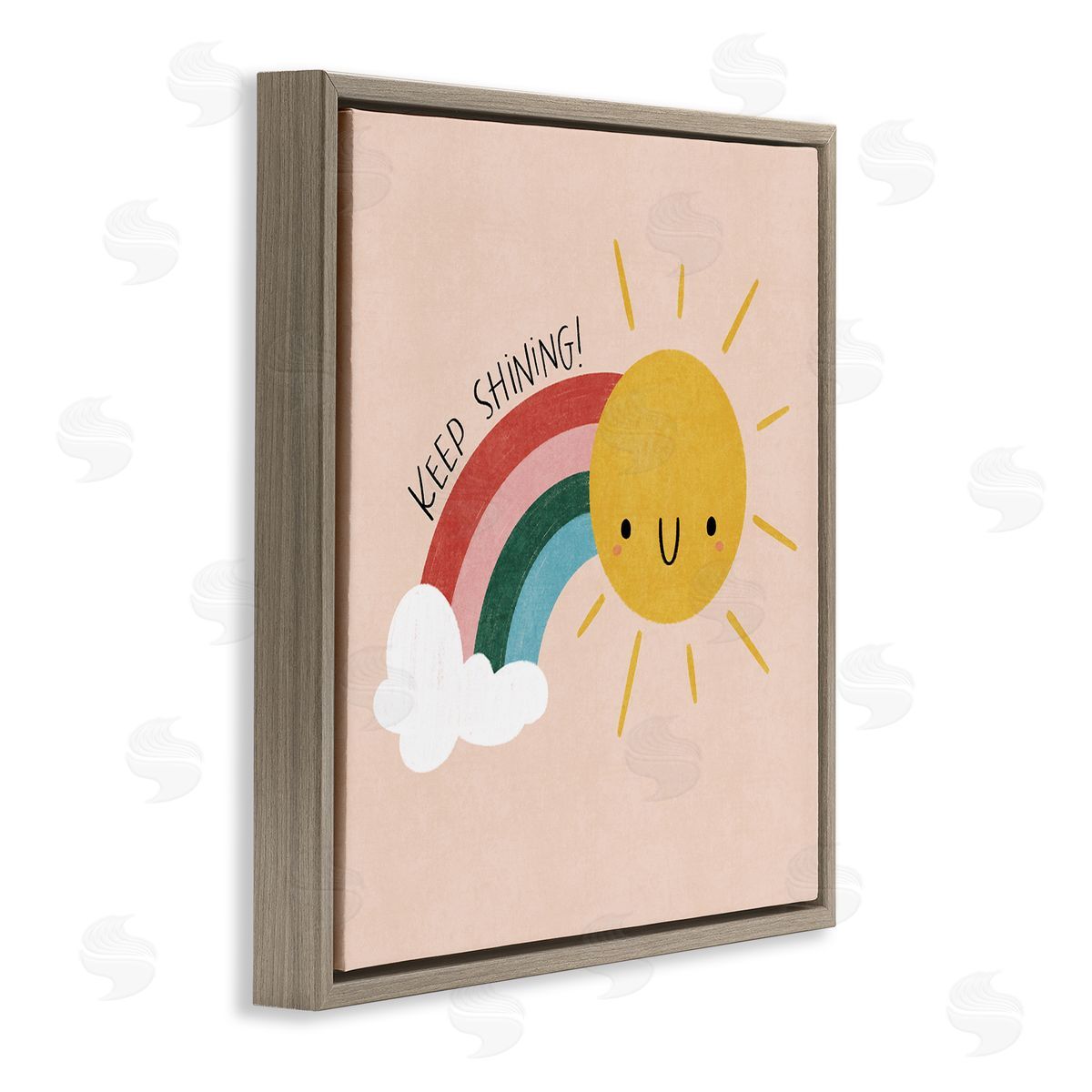 Keep Shining Inspirational Rainbow Brown Floating Frame Canvas Wall Art, Home Decor by Sarah Hickman
