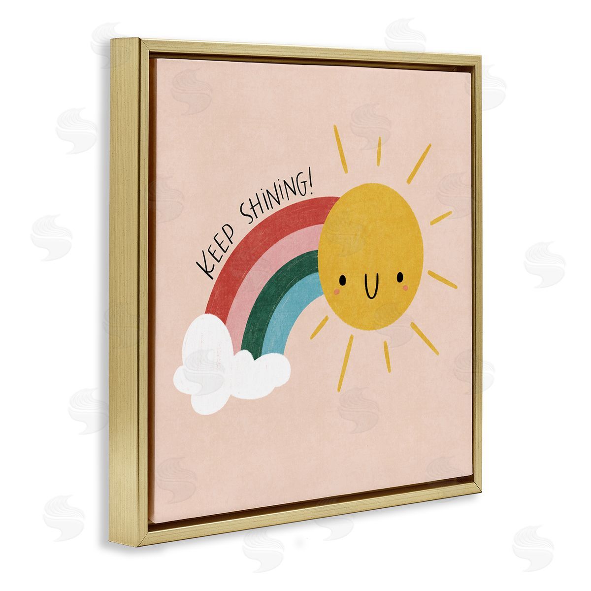 Keep Shining Inspirational Rainbow Gold Floating Frame Canvas Wall Art, Home Decor by Sarah Hickman