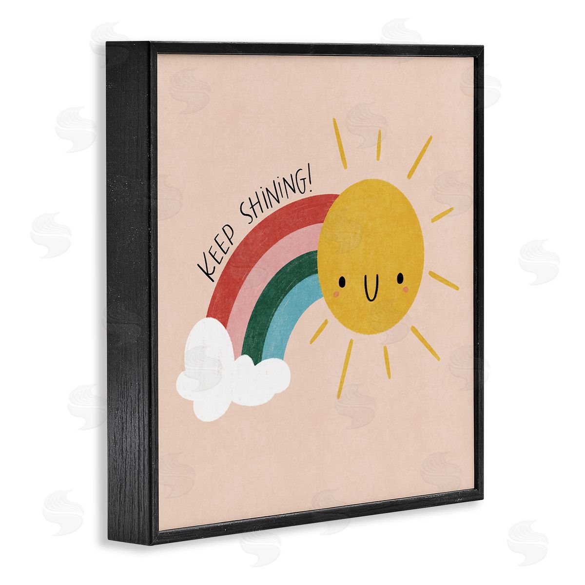Keep Shining Inspirational Rainbow Black Frame Print Wall Art, Home Decor by Sarah Hickman