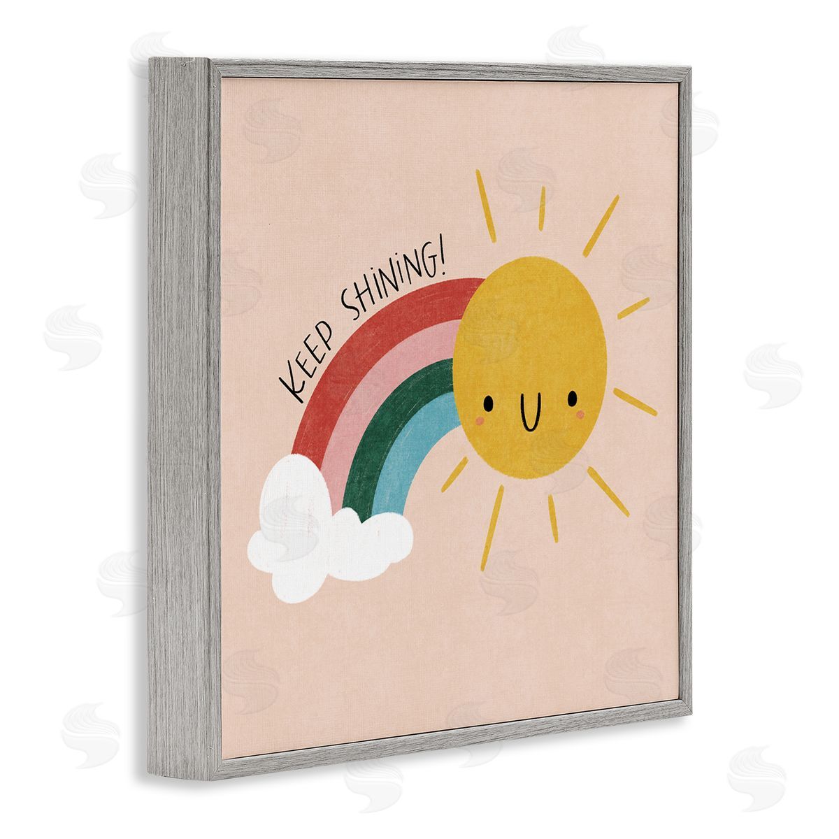 Keep Shining Inspirational Rainbow Grey Frame Print Wall Art, Home Decor by Sarah Hickman