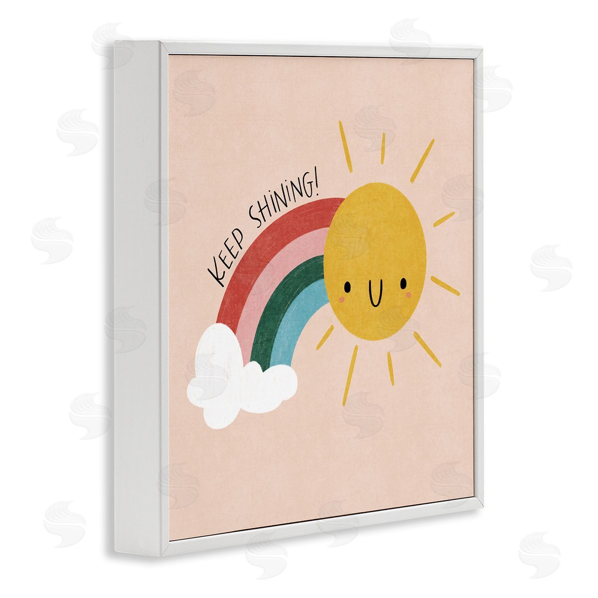 Keep Shining Inspirational Rainbow White Frame Print Wall Art, Home Decor by Sarah Hickman