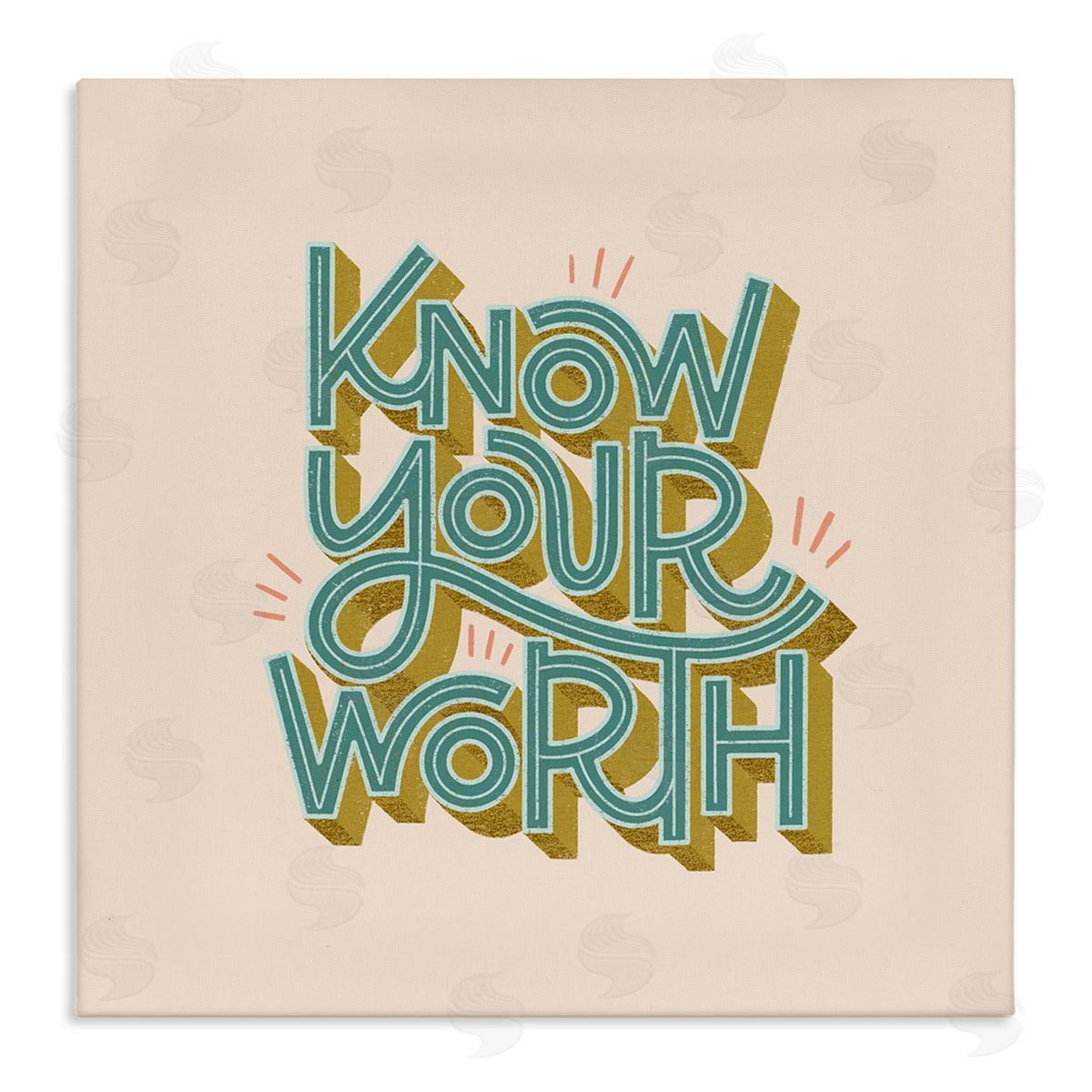 Know Your Worth Green on Beige Canvas Wall Art, Home Decor by Sarah Hickman