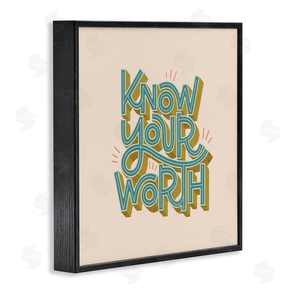Know Your Worth Green on Beige Black Frame Print Wall Art, Home Decor by Sarah Hickman