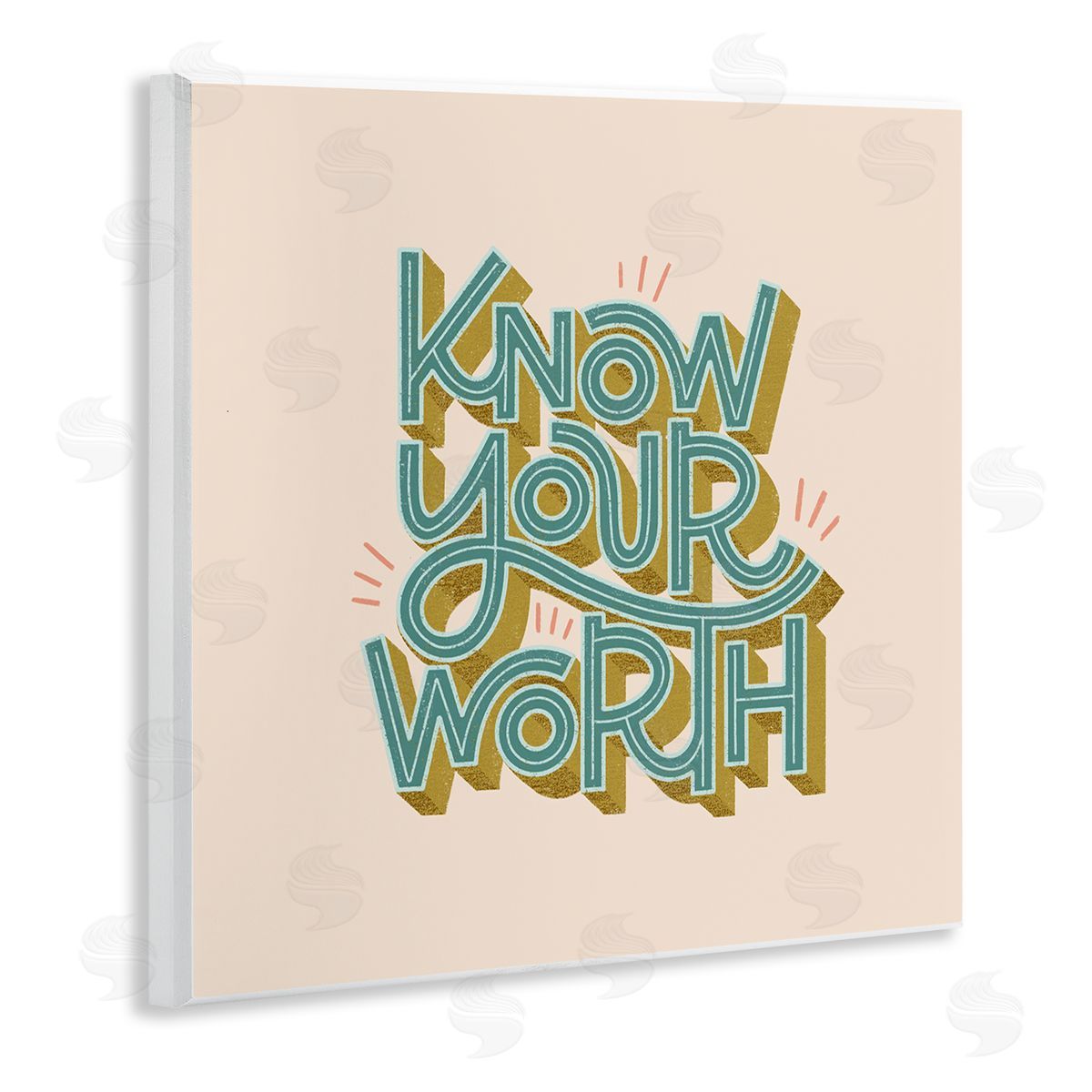Know Your Worth Green on Beige Wood Plaque Wall Art, Home Decor by Sarah Hickman
