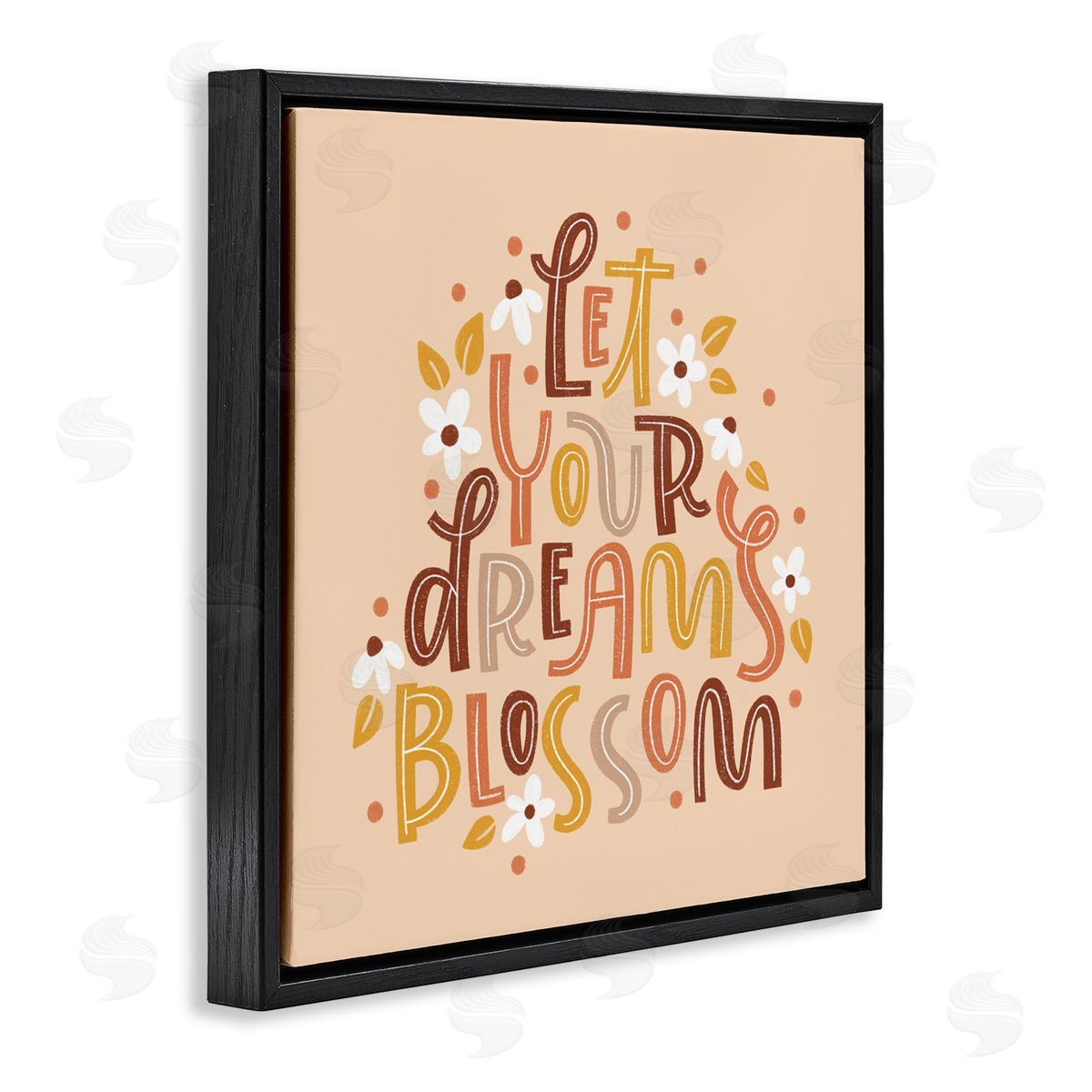 Earthy Let Your Dreams Blossom Black Floating Frame Canvas Wall Art, Home Decor by Sarah Hickman