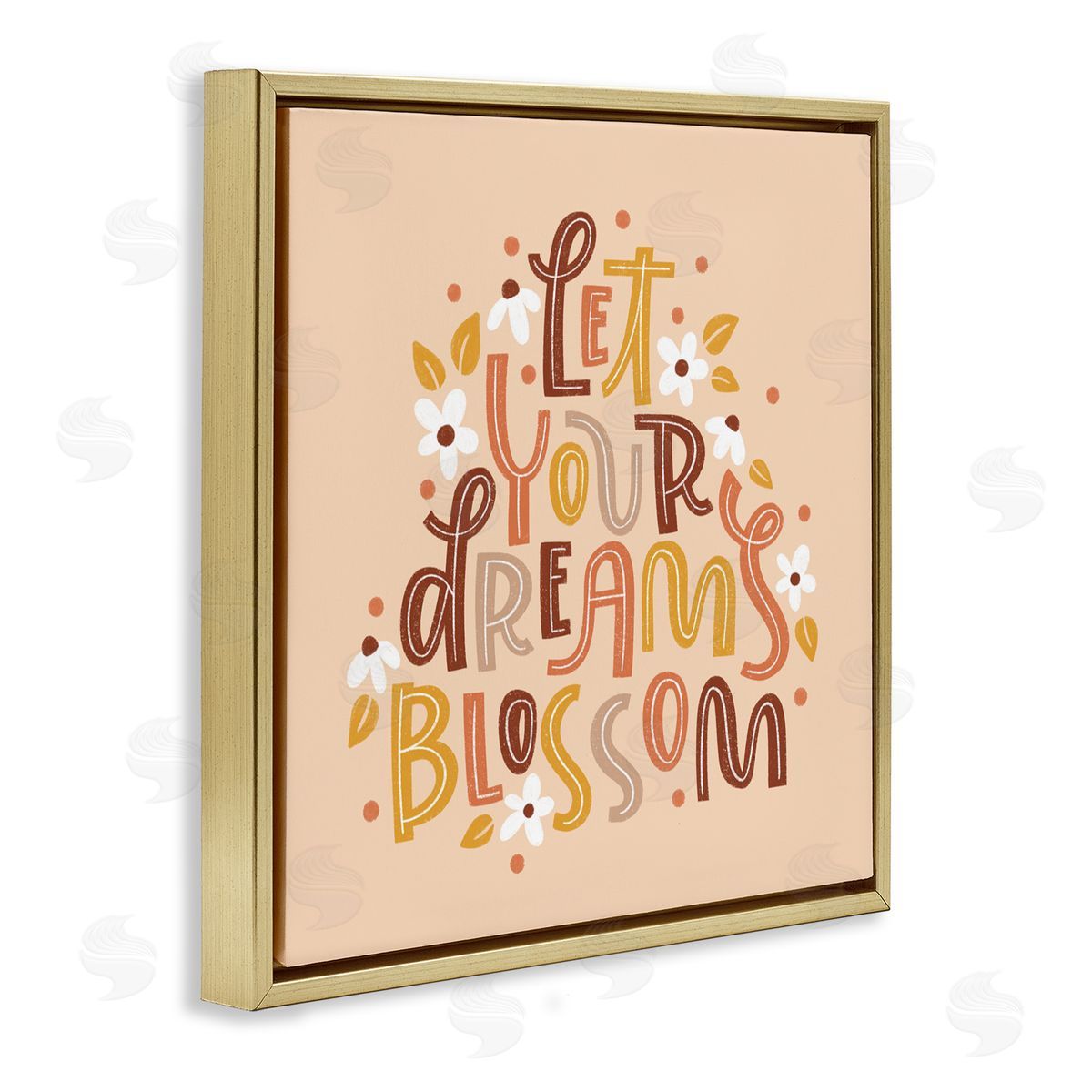 Earthy Let Your Dreams Blossom Gold Floating Frame Canvas Wall Art, Home Decor by Sarah Hickman