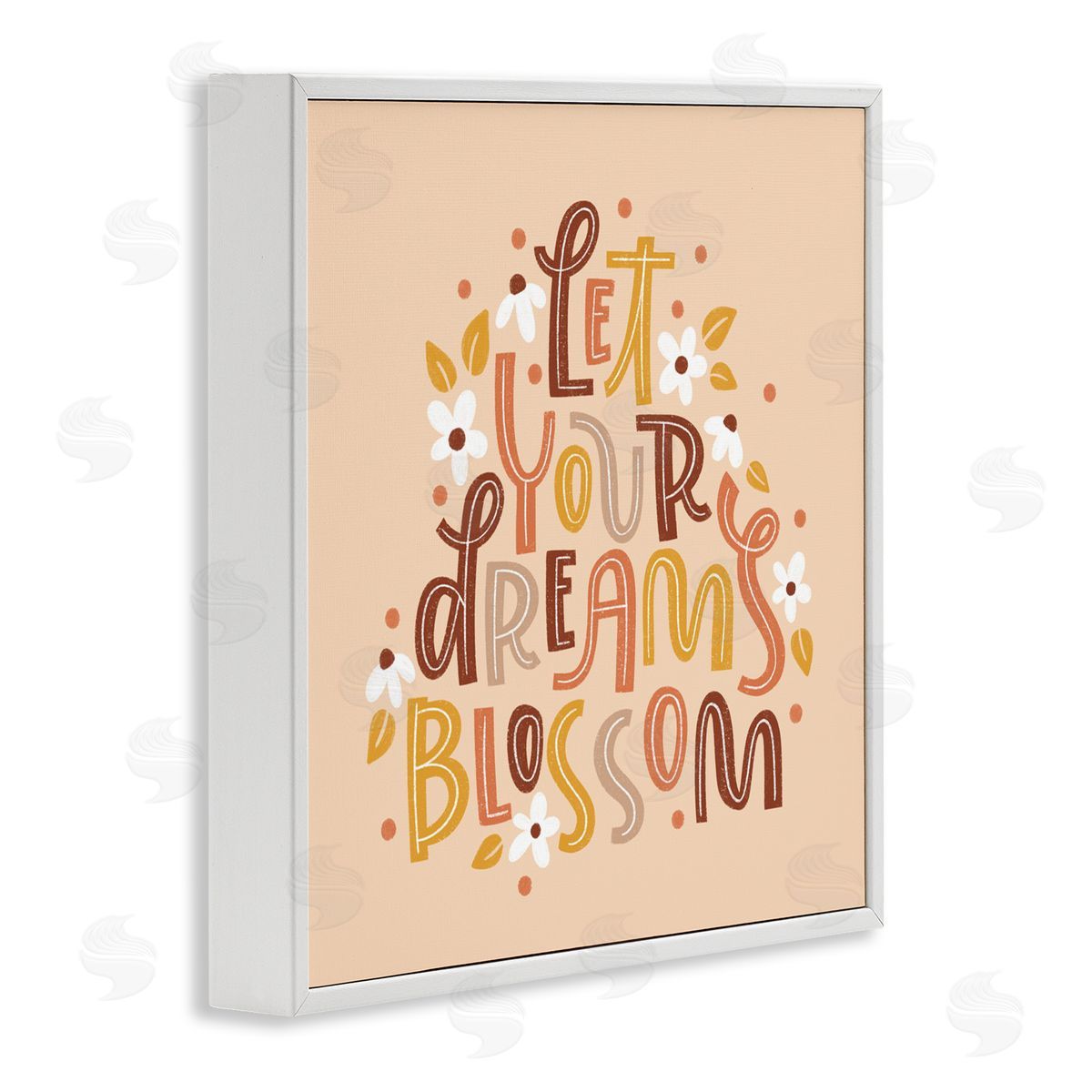 Earthy Let Your Dreams Blossom White Frame Print Wall Art, Home Decor by Sarah Hickman