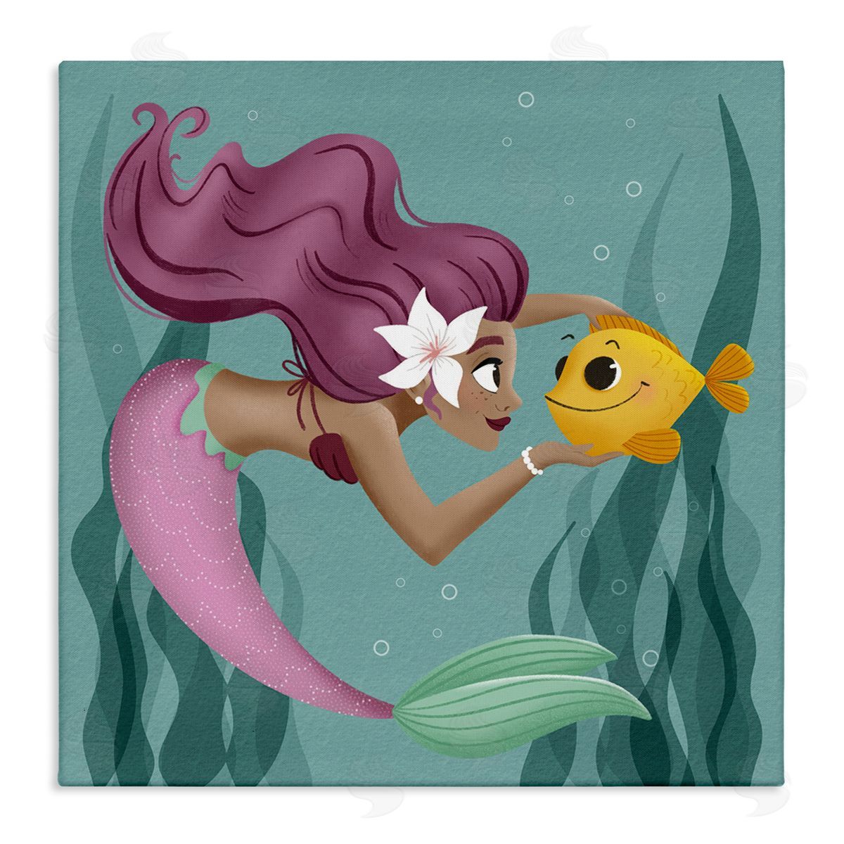 Mermaid & Fish Friends Canvas Wall Art, Home Decor by Sarah Hickman