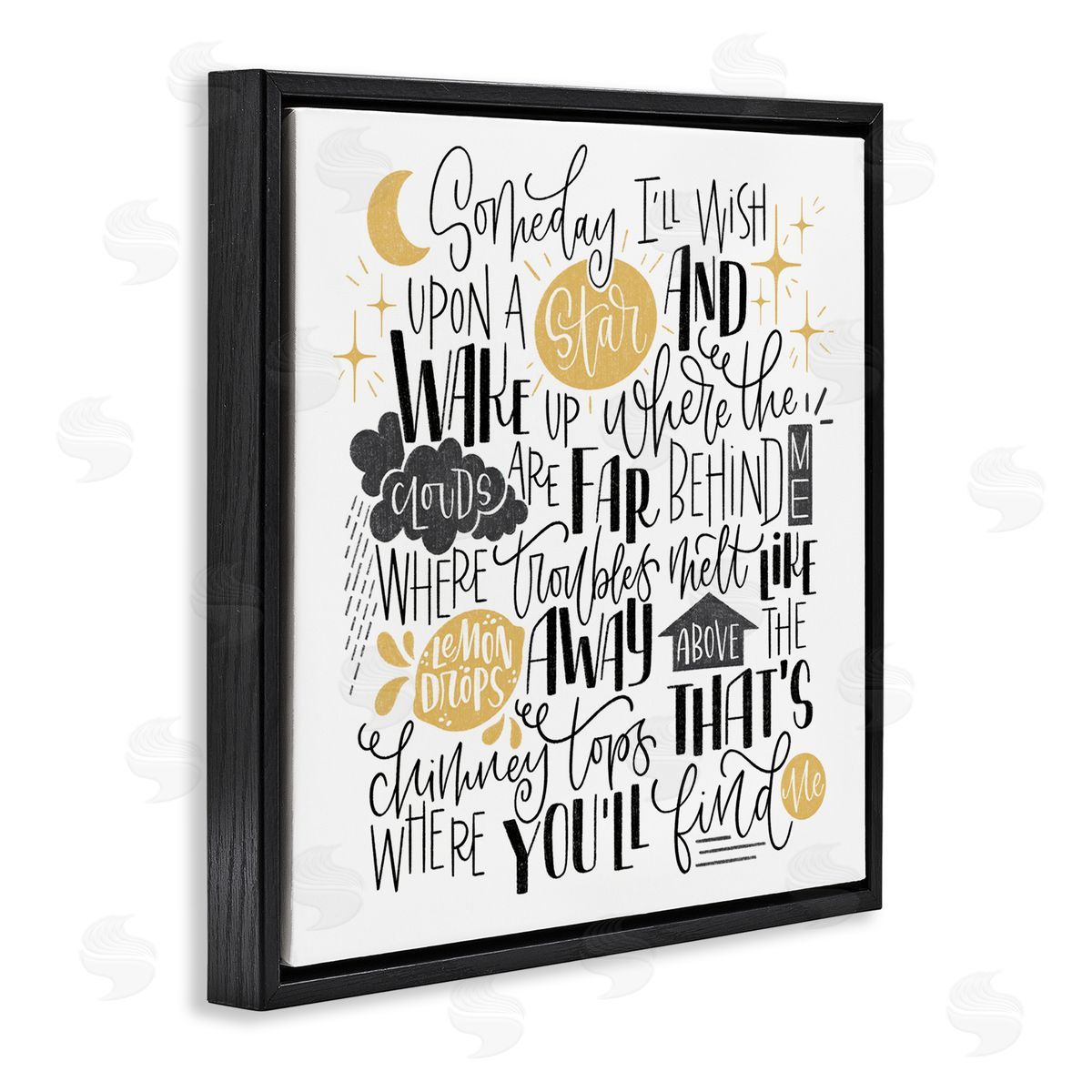 Over The Rainbow Poem Black Floating Frame Canvas Wall Art, Home Decor by Sarah Hickman