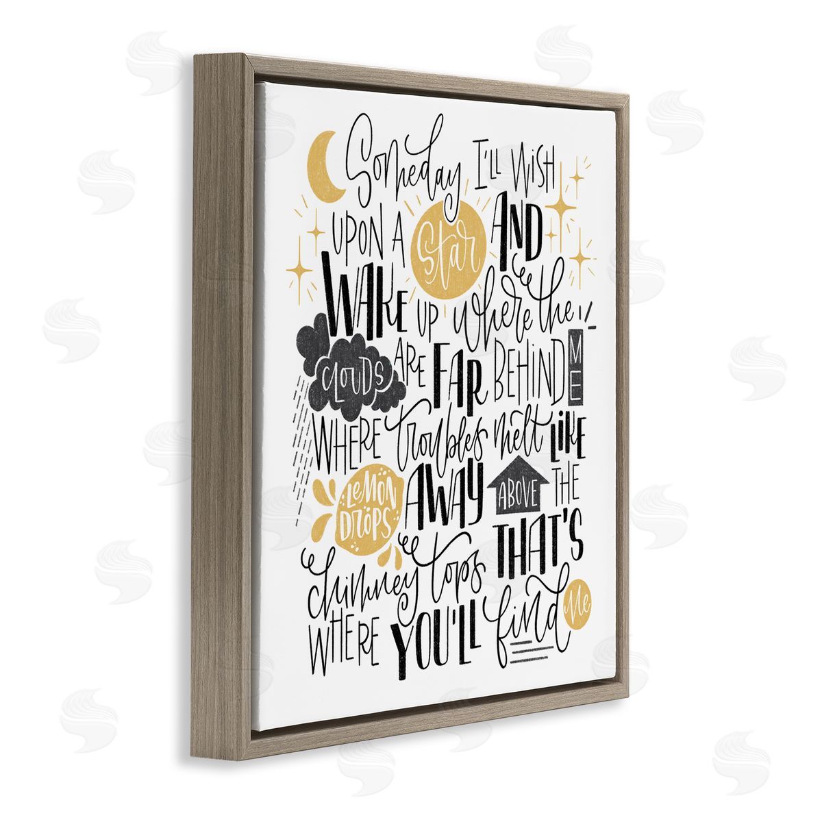 Over The Rainbow Poem Brown Floating Frame Canvas Wall Art, Home Decor by Sarah Hickman